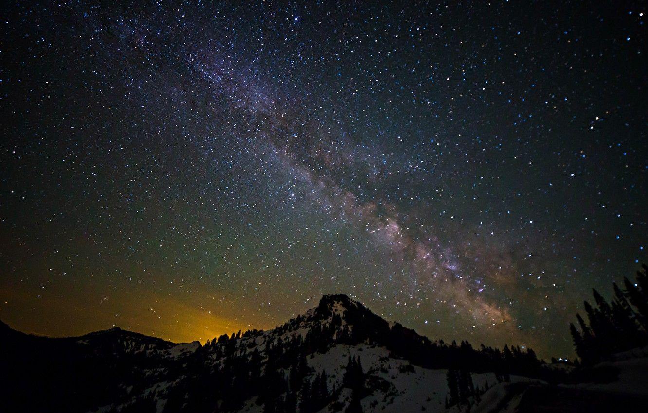 1332x850 Wallpaper space, stars, landscape, mountains, night, space, the milky way image for desktop, section космос