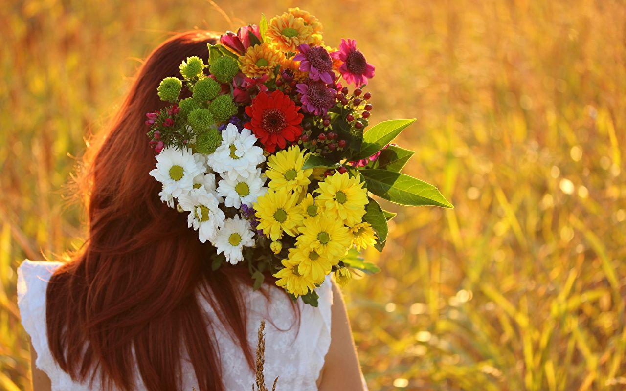 1280x800 Desktop Wallpaper Hair Summer young woman Flowers