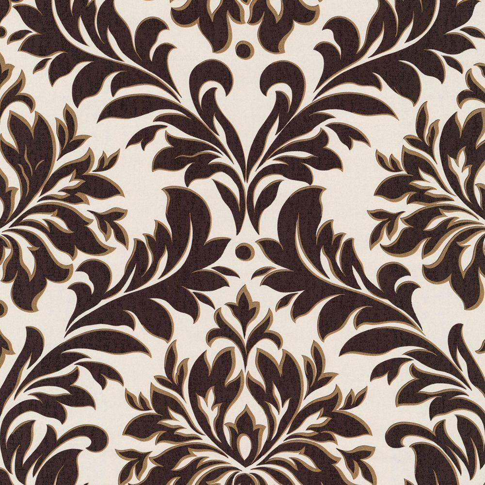 1000x1000 Da Casa Damask Wallpaper Brown / White. Damask wallpaper, Wallpaper, Damask