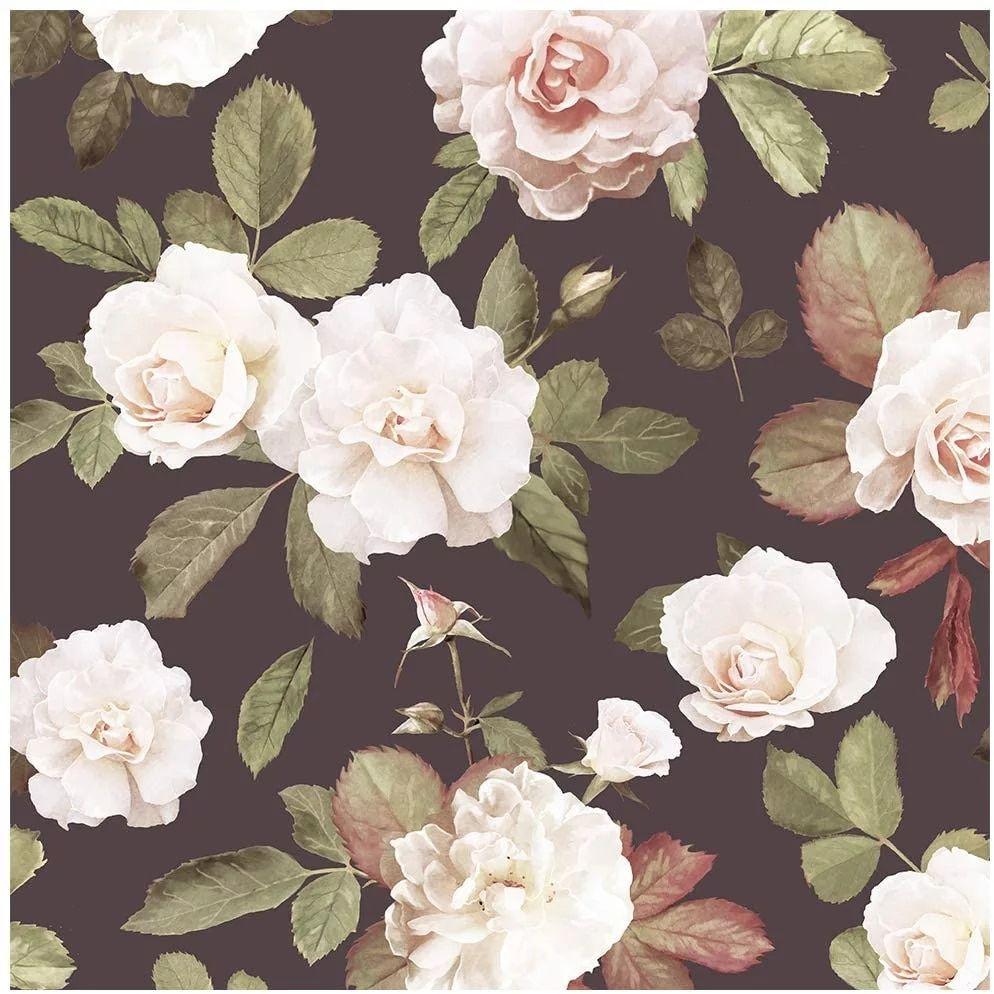994x994 LUCKYYJ Retro Peony Floral Peel And Stick Wallpaper Removable Brown Green White Red Vinyl Self Adhesive Decoration Contact Paper. Wallpaper