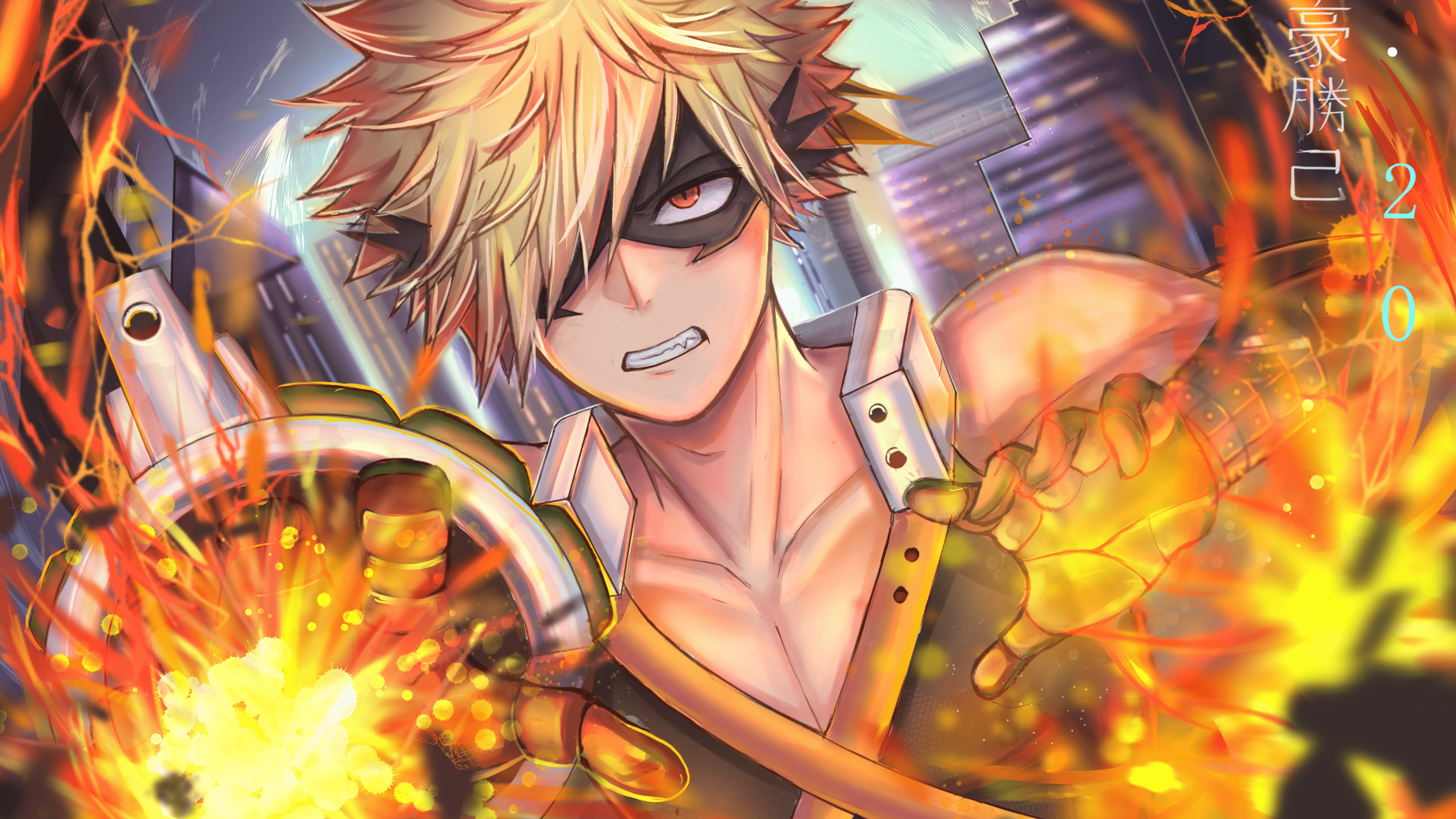 3840x2160 Download 3840x2160 Bakugou Katsuki, Boku No Hero Academia, Angry, Flames, Red Eye Wallpaper for UHD TV