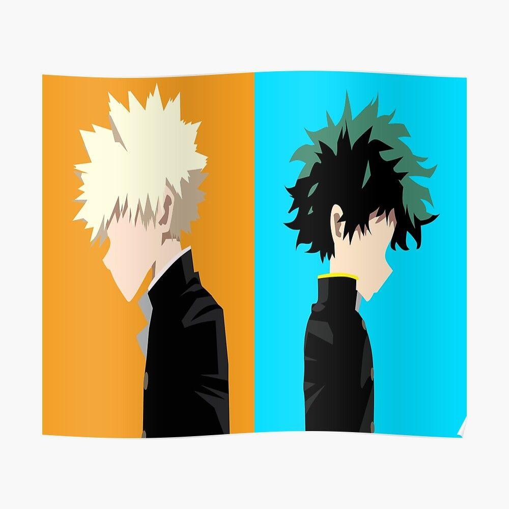 1000x1000 Izuku Midoriya and Katsuki Bakugo Minimalist Wallpaper (Boku No Hero) Sticker