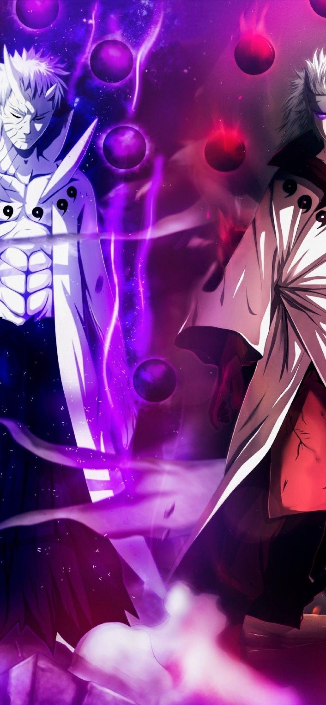 1242x2688 Download 1242x2688 Uchiha Madara, Uchiha Obito, Naruto, Staff Wallpaper for iPhone 11 Pro Max & XS Max