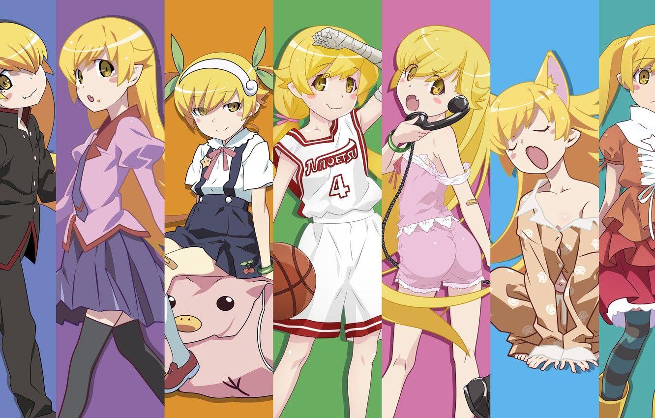 1332x850 Wallpaper kawaii, anime, chibi, vampire, manga, bishojo, Bakemonogatari, Monogatari, japonese, brunette girl image for desktop, section сёдзё