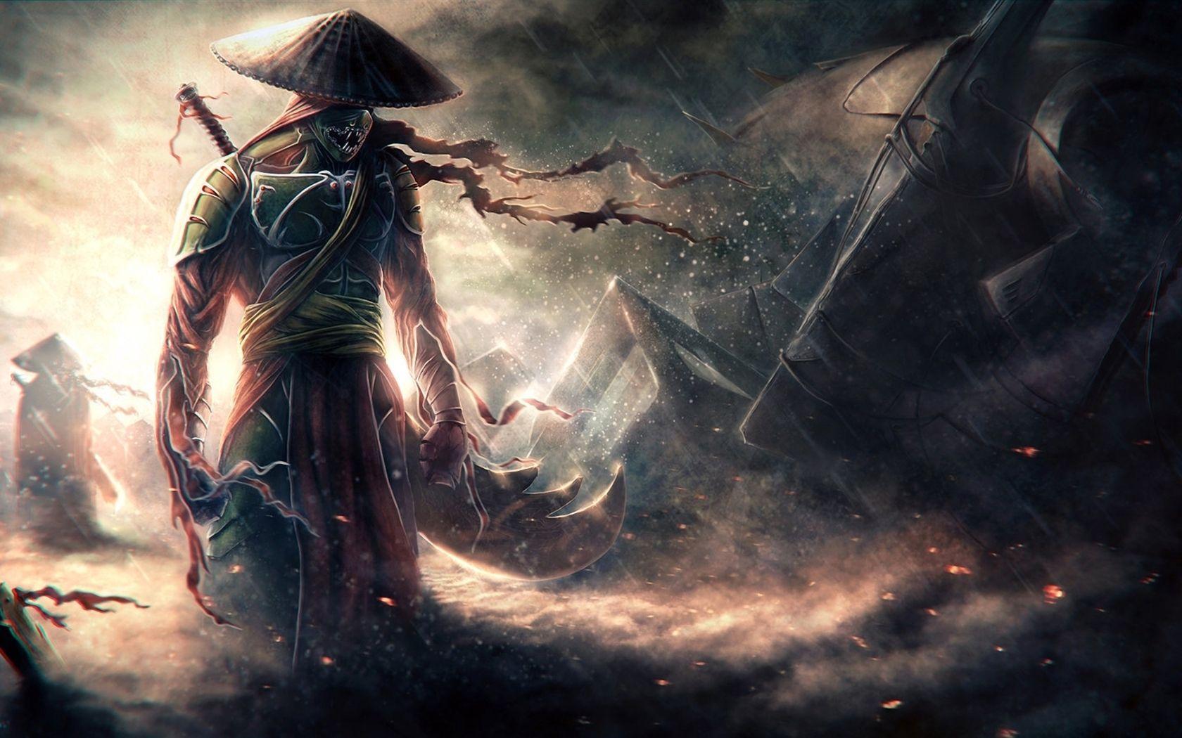 1680x1050 Fantasy warrior woman samurai surrounded wallpaper