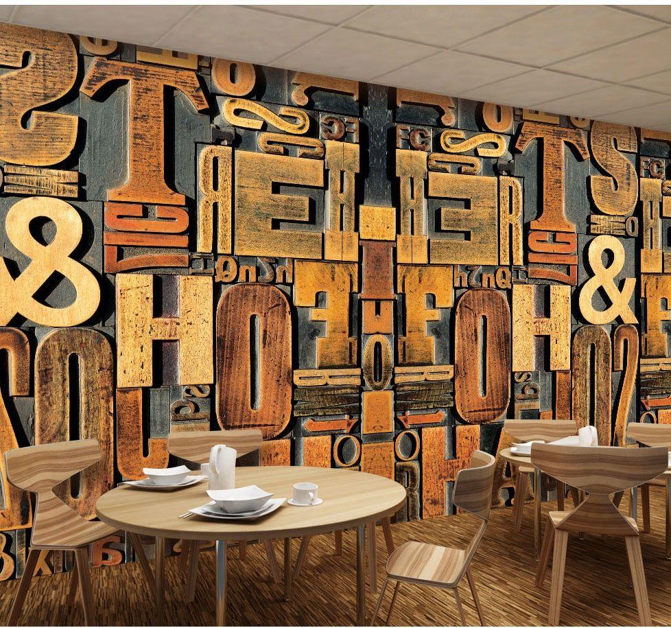 978x915 8D Large Mural English Alphabets Wood Carving Wallpaper Mural 3D Photo Mural for Cafe Bar Shop 3D Wall Murals 3D Wall paper. Wallpaper