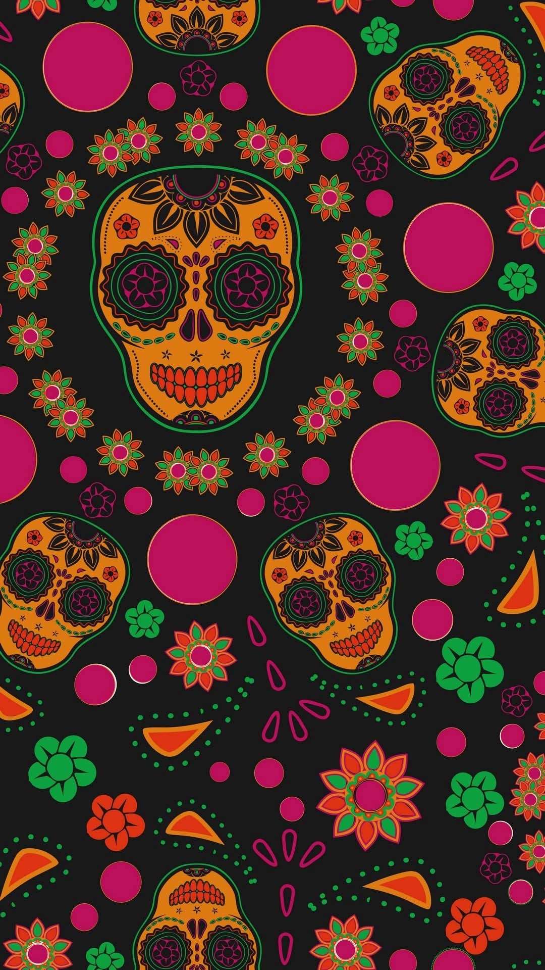 1080x1920 Cute Sugar Skull iPhone Wallpaper