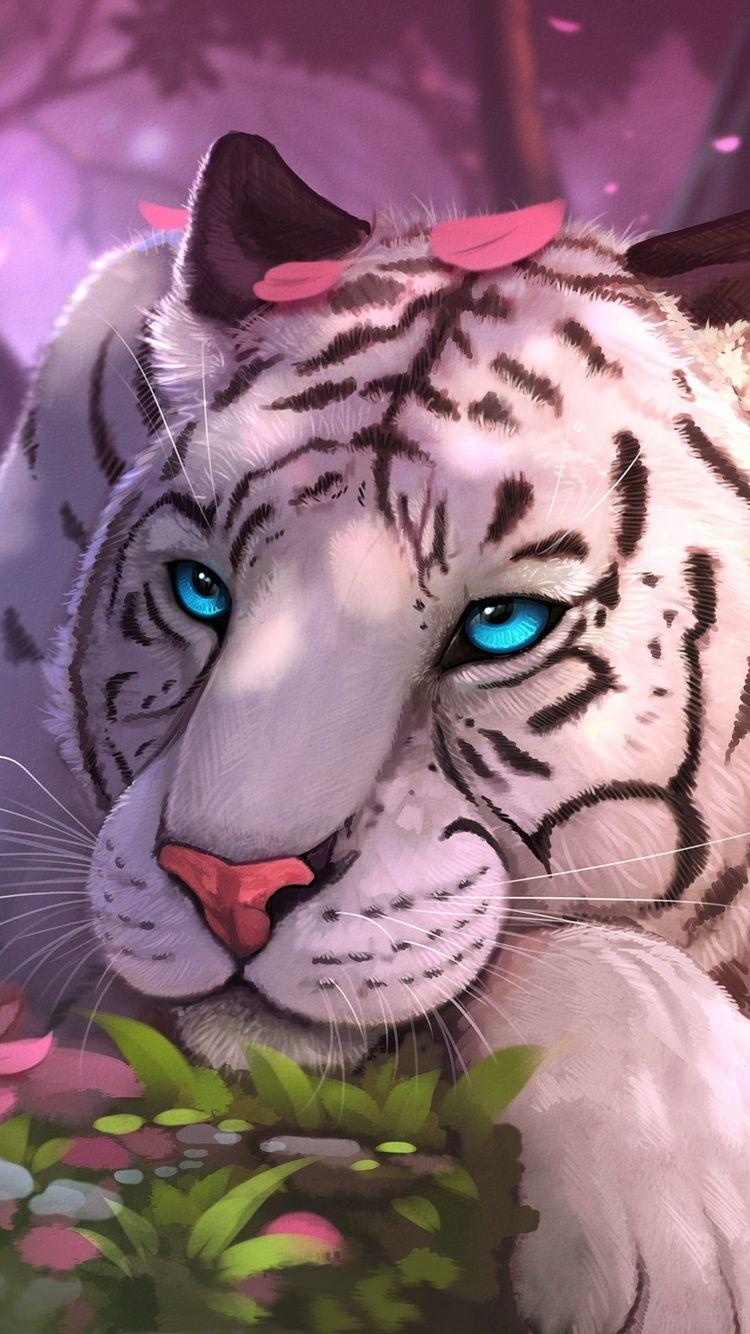 750x1334 iPhone 7 Wallpaper White Tiger