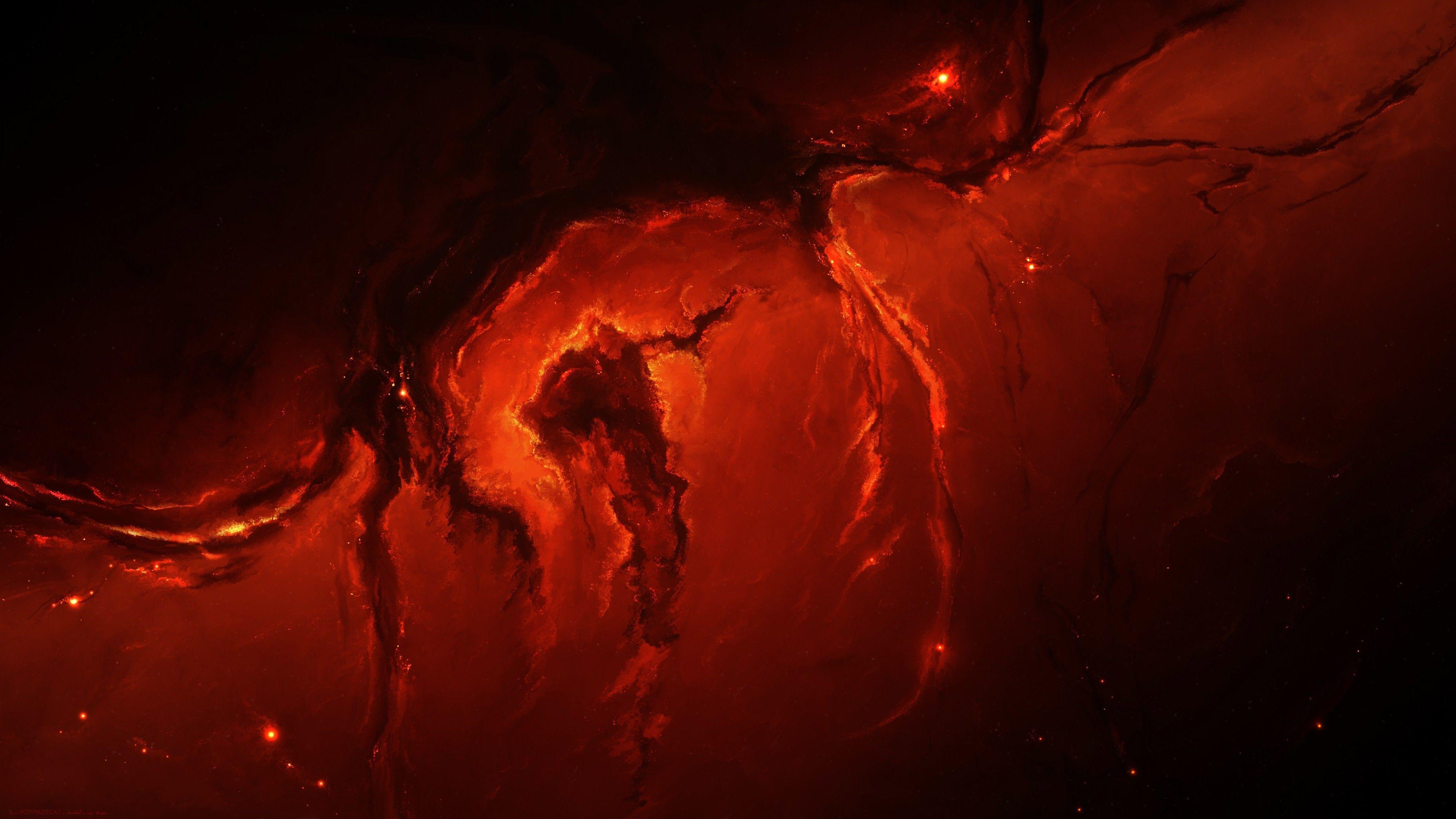 3840x2160 Fire Red Nebula Space Art Universe 4k Space Wallpaper, Nebula Wallpaper, Hd Wallpaper, Digital Universe Wallpaper, Digi. Nebula Wallpaper, Space Art, Abstract