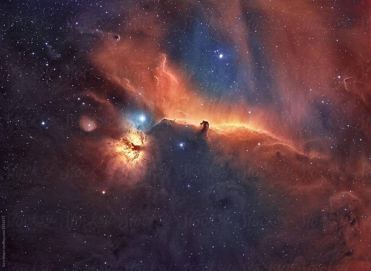 1200x878 The Horsehead and flame nebula Hubble Space telescope palette