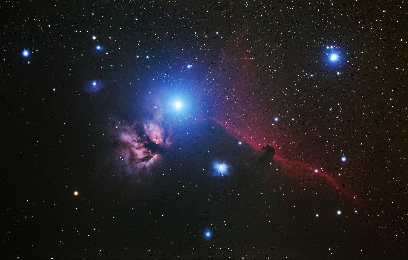 1332x850 Wallpaper space, Flame, Horse Head, nebula image for desktop, section космос