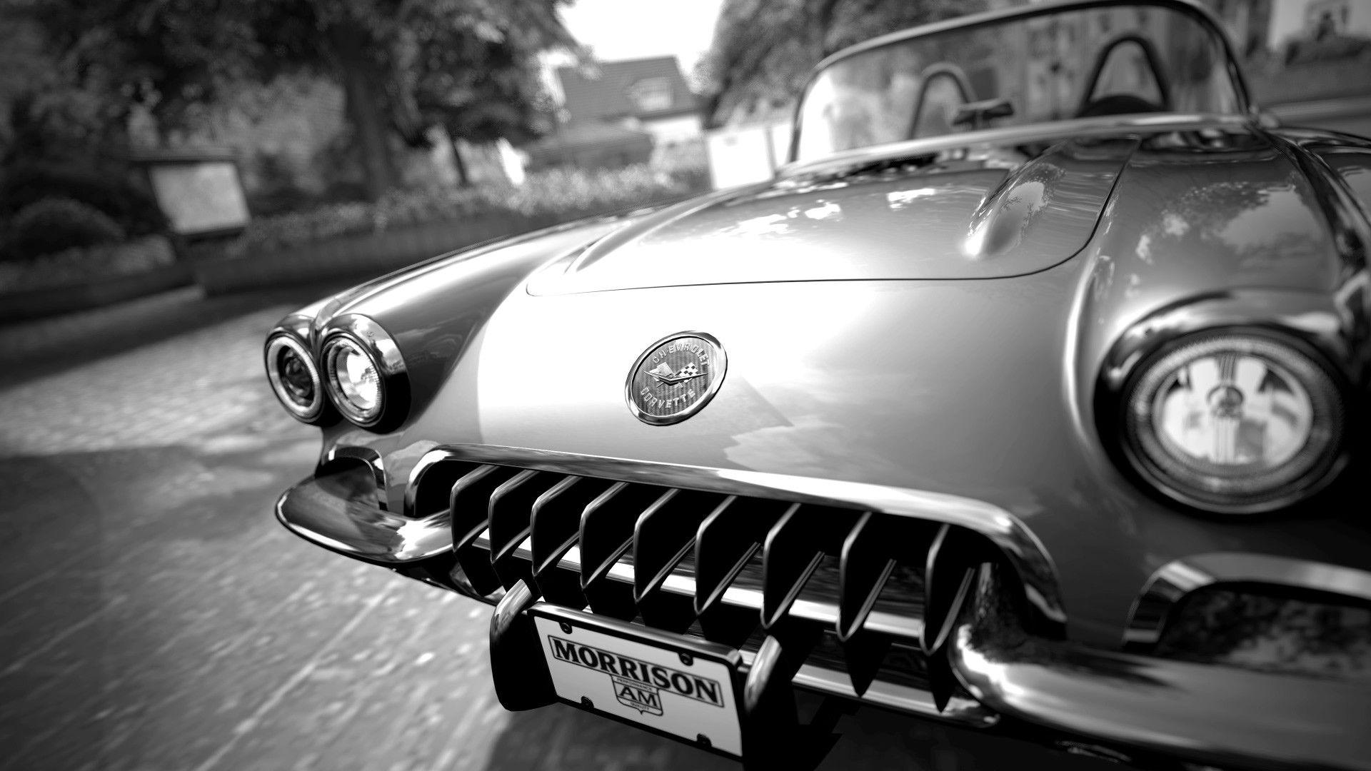 1920x1080 Chevrolet Corvette Classic Car Classic BW CG digital art retro