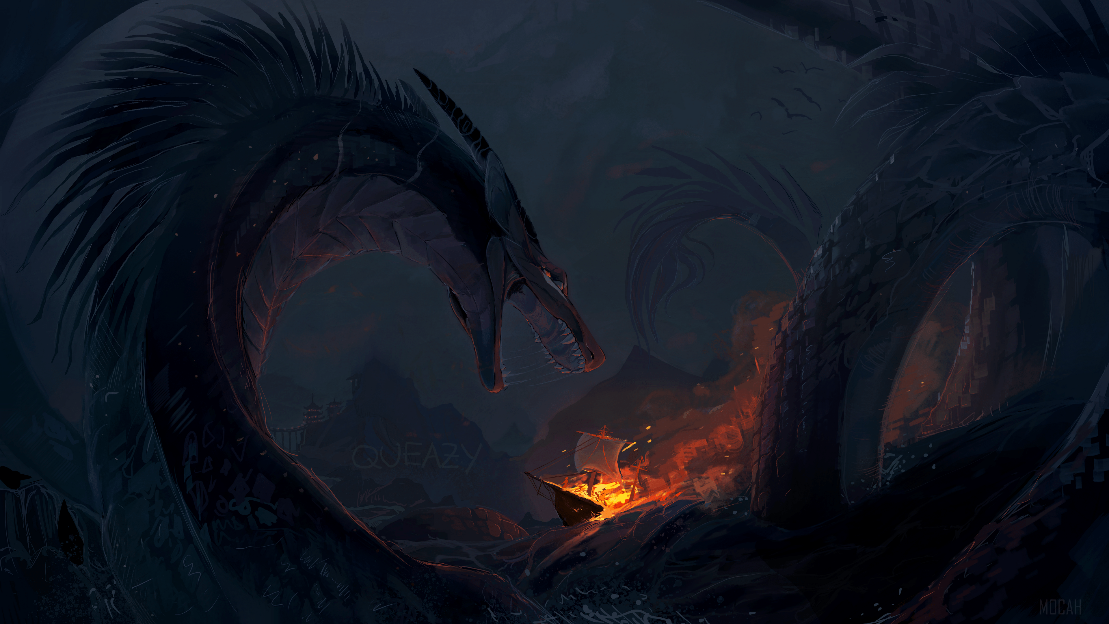 3840x2160 Sea Monster HD wallpaper, Background