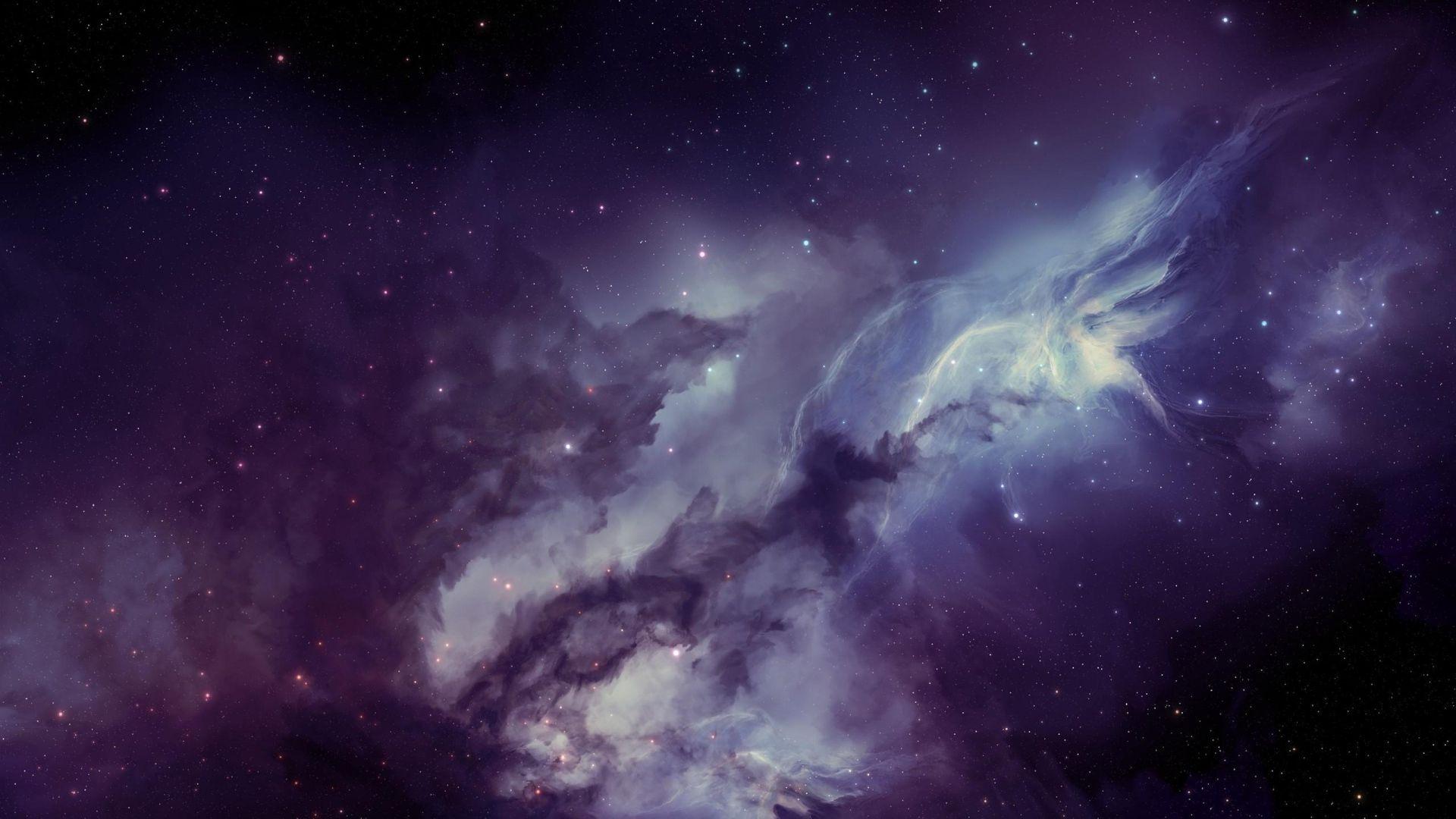 1920x1080 Download 1920x1080 HD Wallpaper cloud violet dark cluster of stars deep space, Desktop Background HD