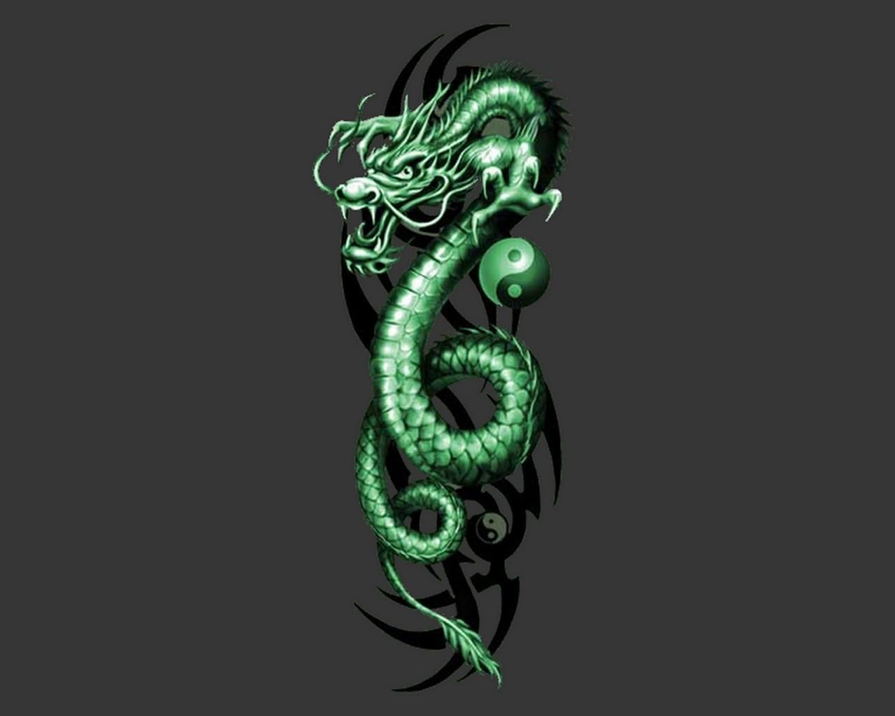 1280x1024 Water Power Chinese Dragon Wallpaper