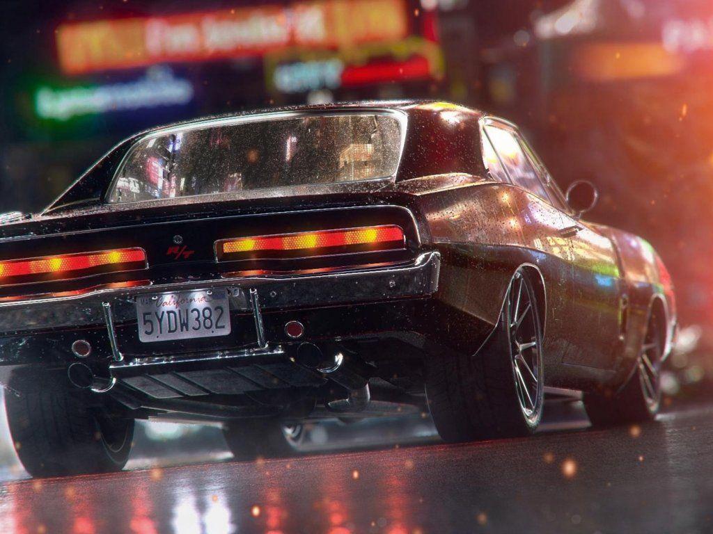 1024x768 Desktop wallpaper classic, dodge challenger, muscle car, art, HD