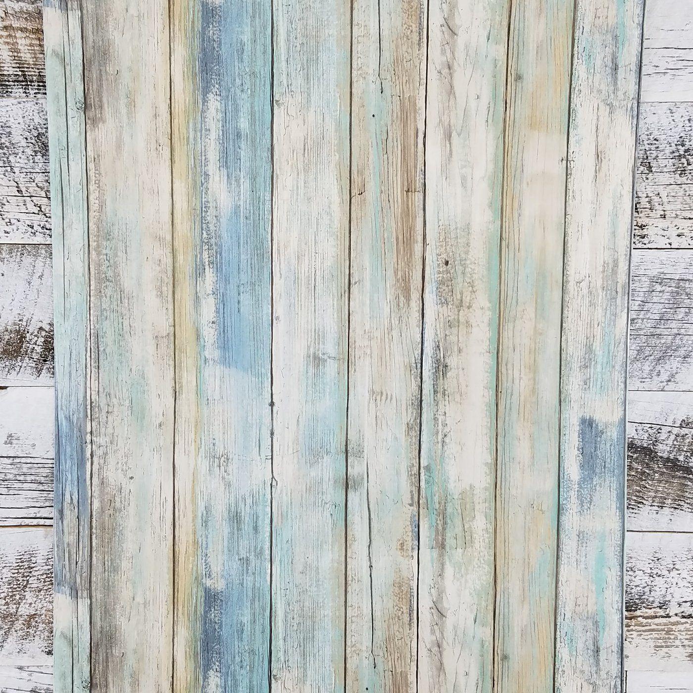 1400x1400 Blue Distressed Barnwood Plank Wood Peel and Stick Wallpaper