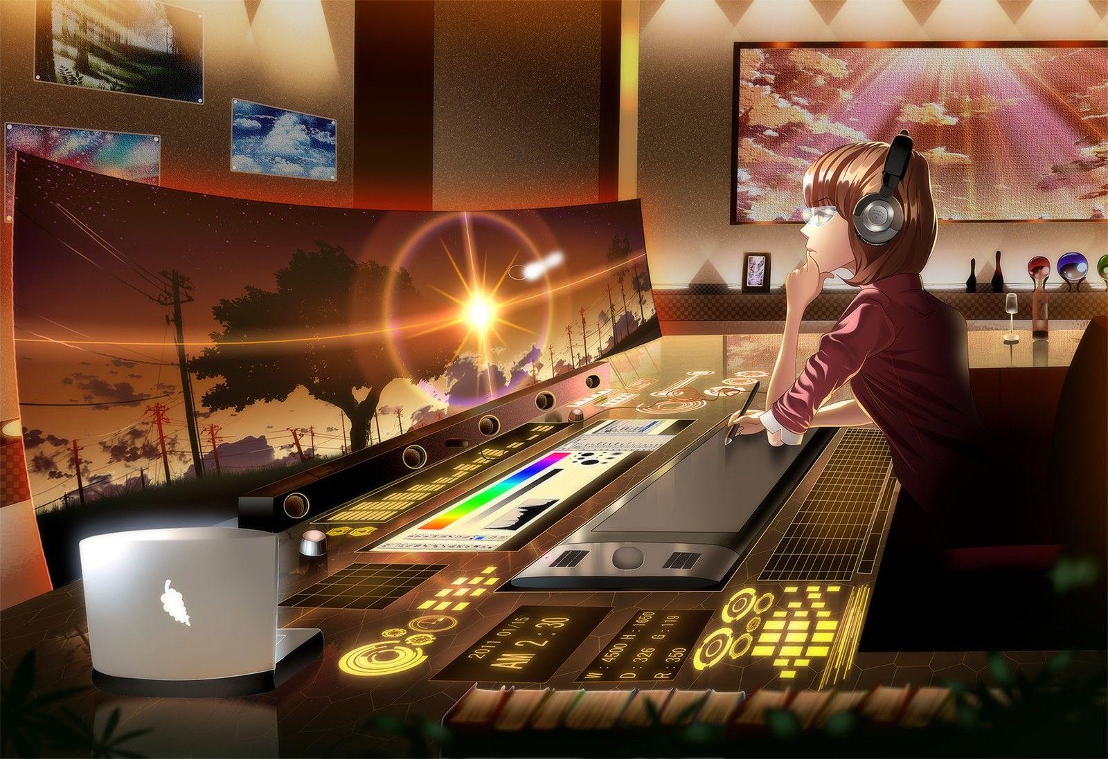 1600x1097 Anime Girls And Computers Wallpaperx1097