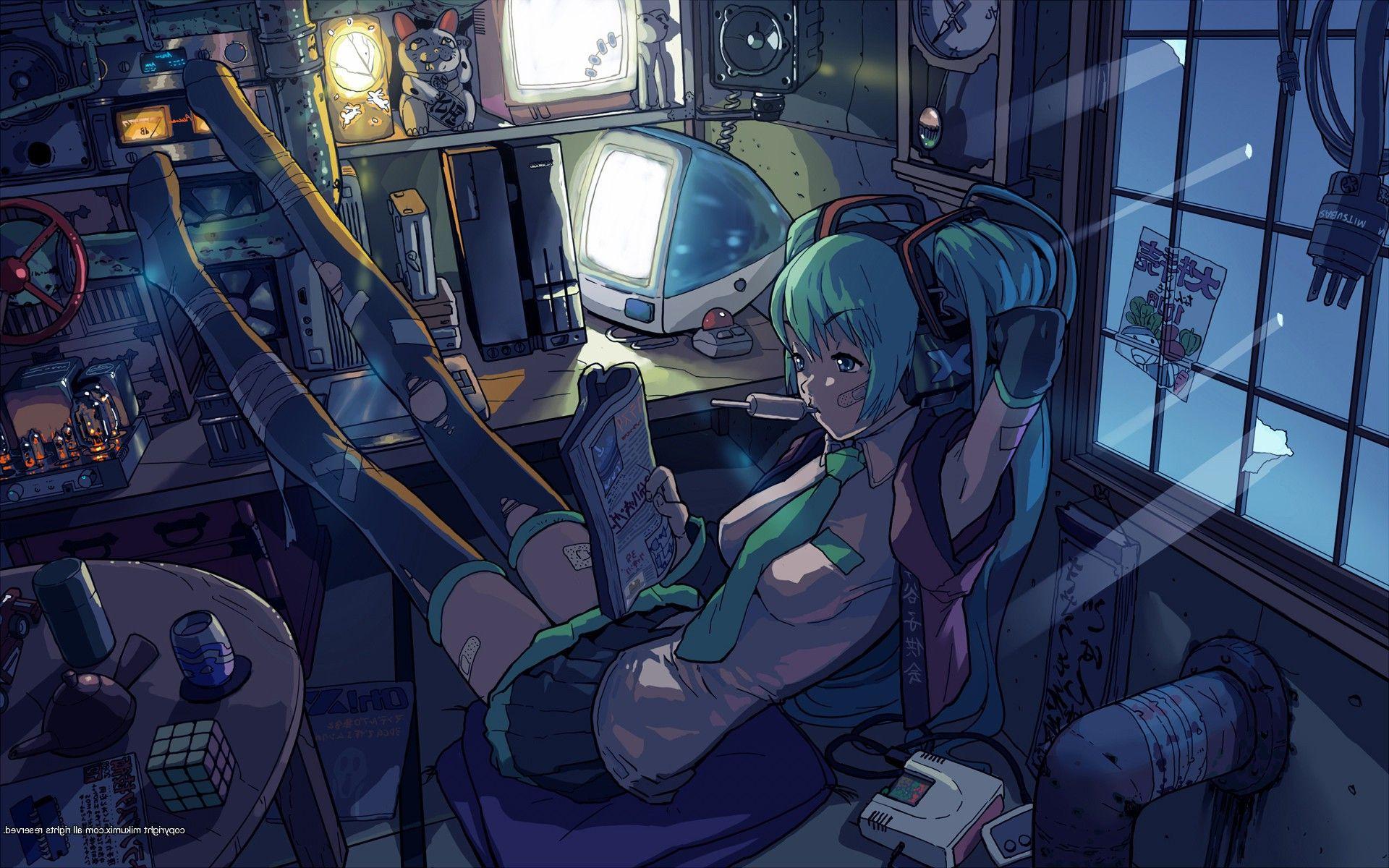 1920x1200 Hatsune Miku, Anime, Vocaloid, Anime Girls, Computer, Apple Inc. Wallpaper HD / Desktop and Mobile Background