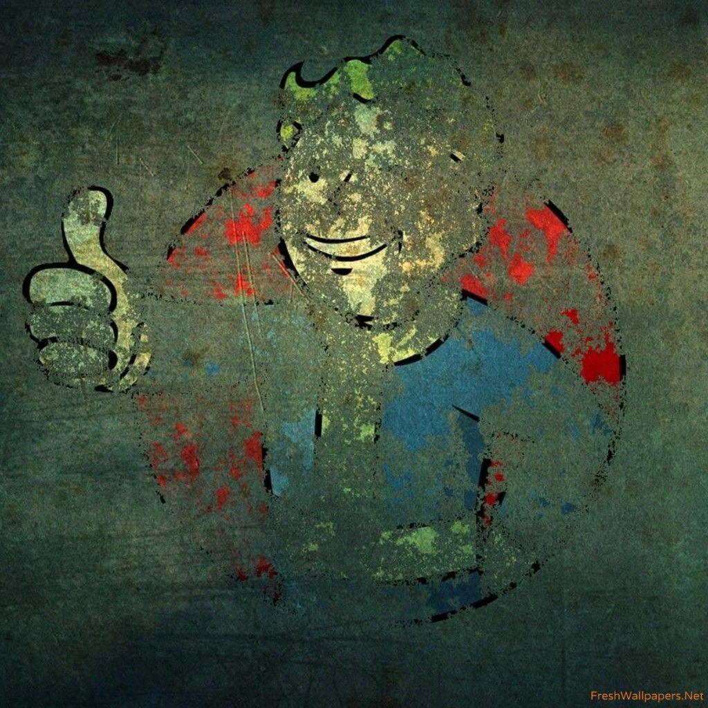 1024x1024 Vault Boy graffiti on an old wall