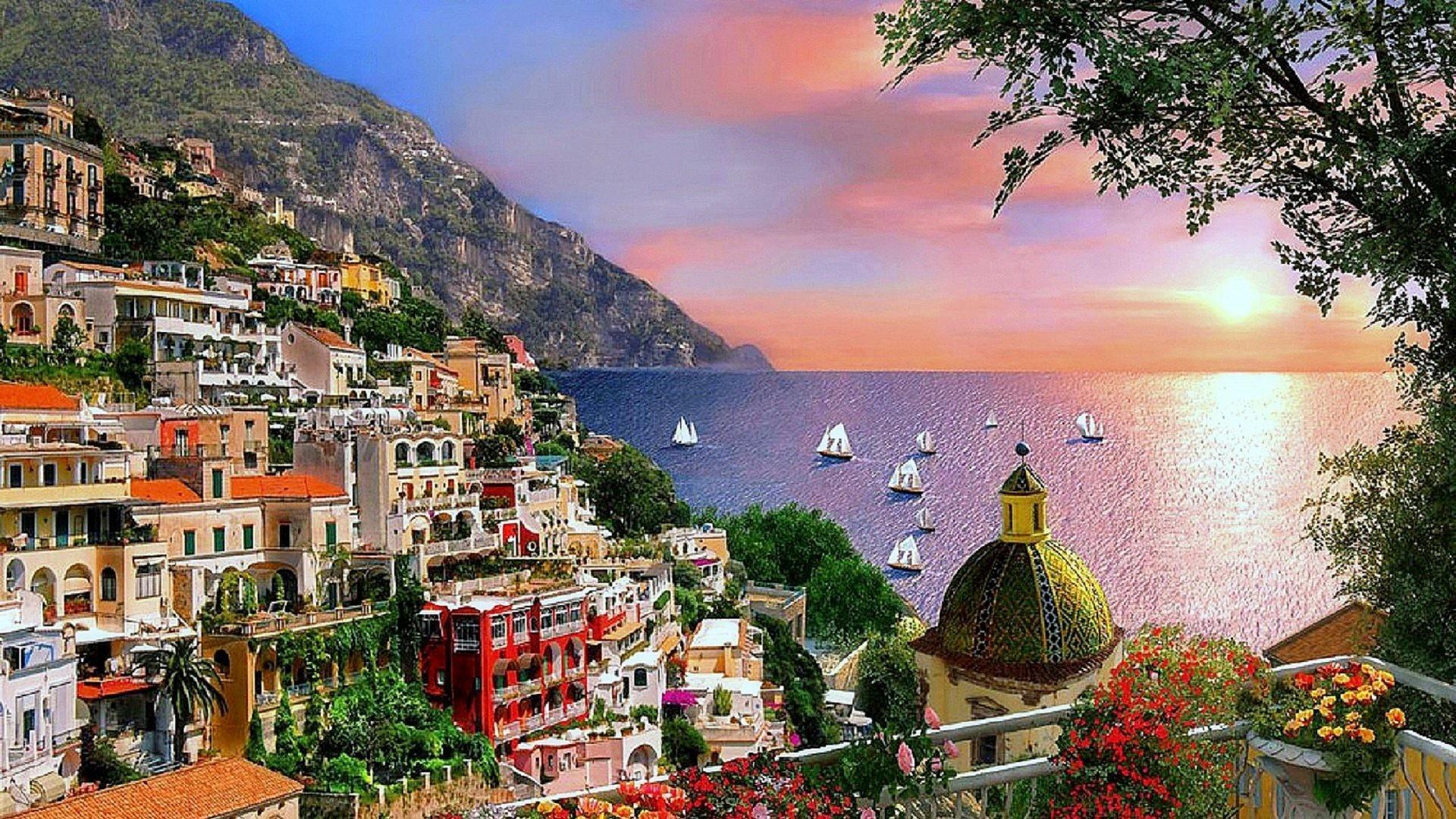 1920x1080 Dinner Positano Wallpaper