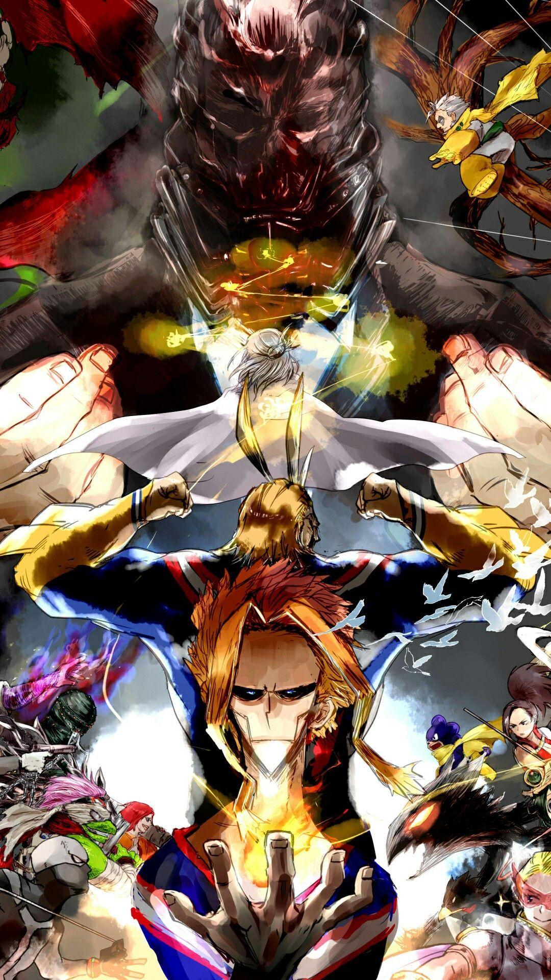 1080x1920 All Might And Class 1 A Vs All For One And The Villains. Hero Wallpaper, My Hero Academia Episodes, Anime Wallpaper