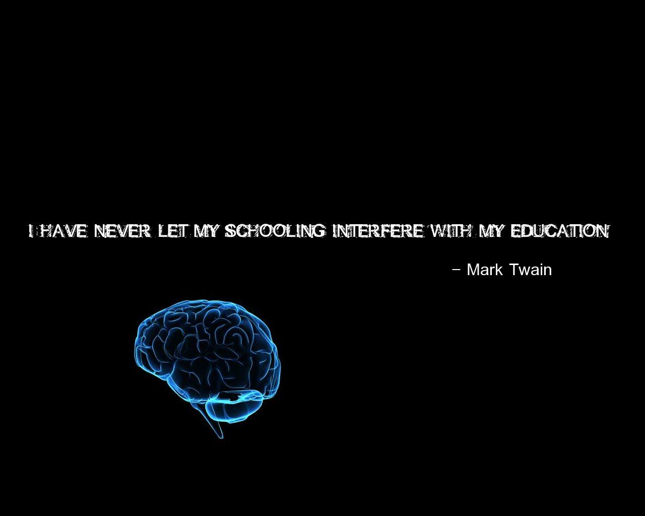 1280x1024 text, quotes, brain, Mark Twain, education, black background wallpaper