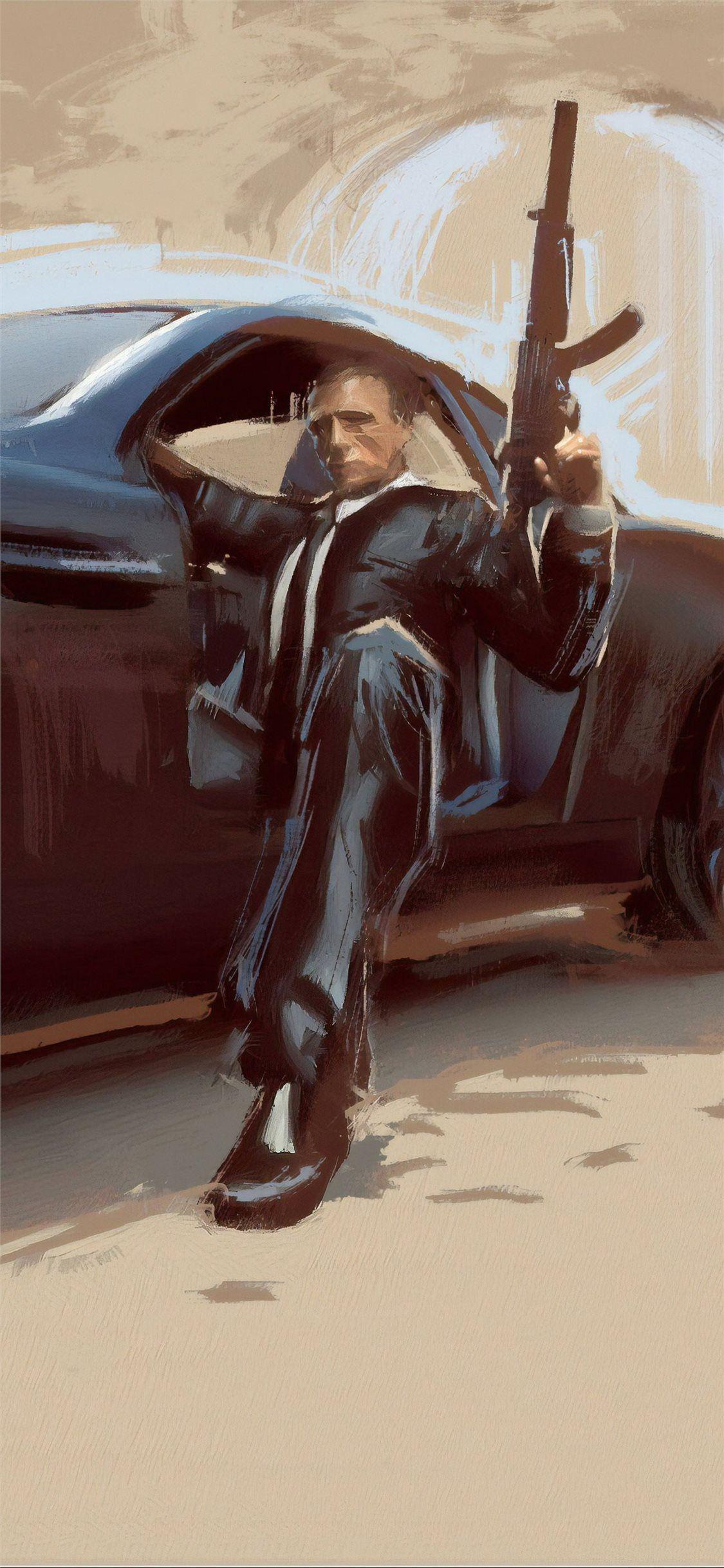 1125x2436 james bond car art iPhone X Wallpaper Free Download