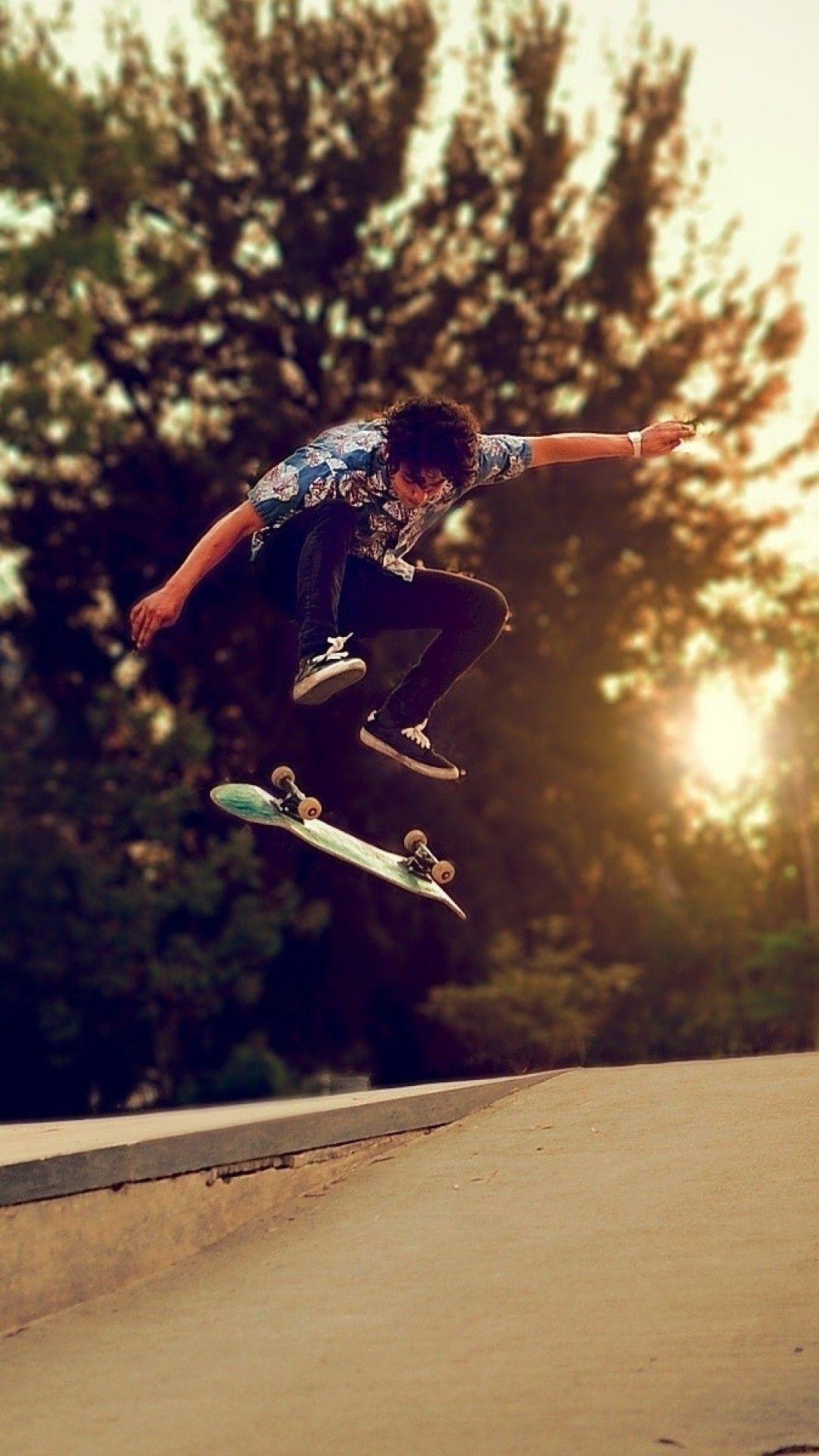 1080x1920 Preview Wallpaper Trees, Skateboard, Boy, Skate, Street Skateboard Wallpaper iPhone HD Wallpaper