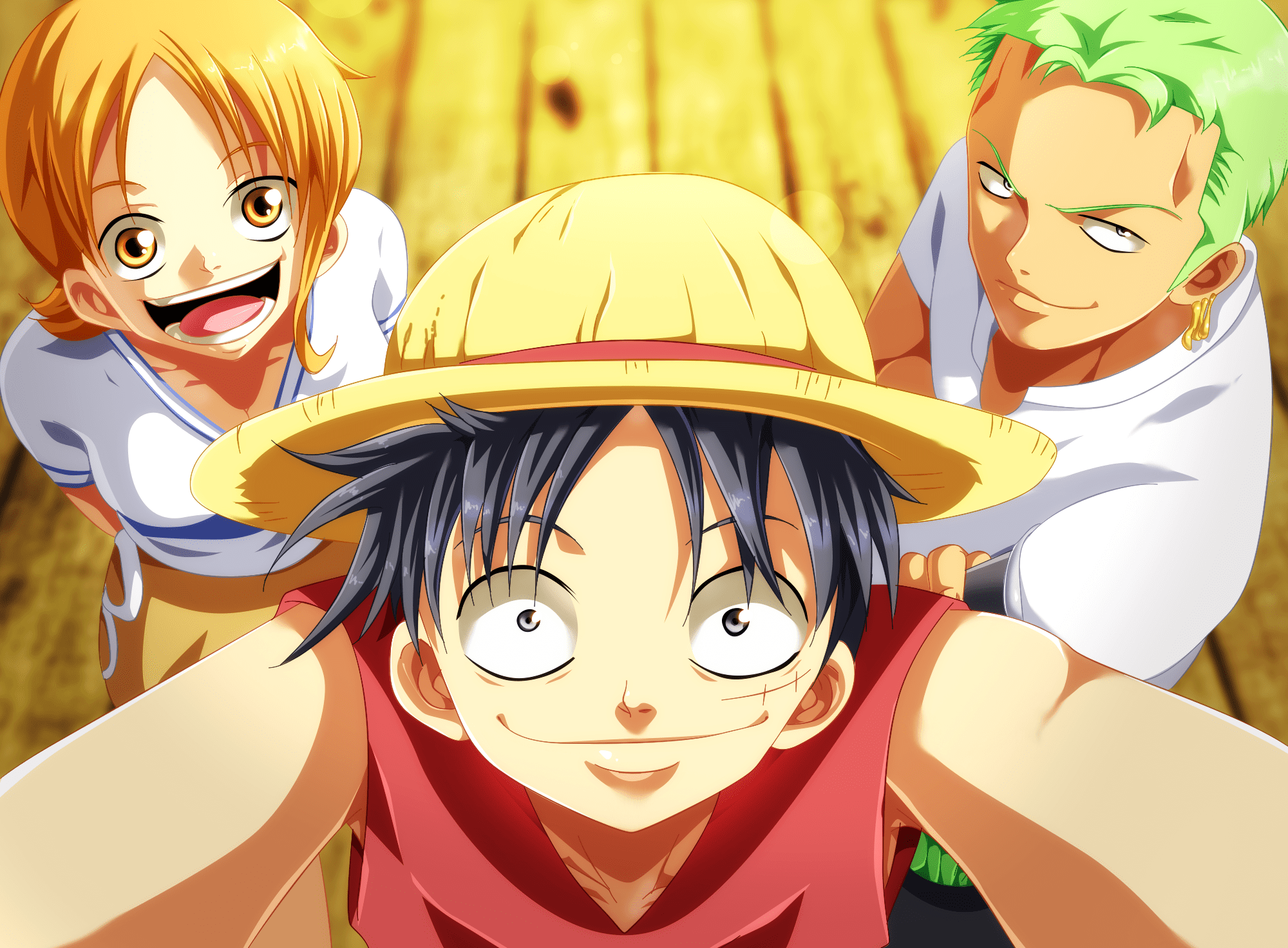 2000x1472 Zoro Roronoa, Monkey D. Luffy, Nami (One Piece) wallpaper