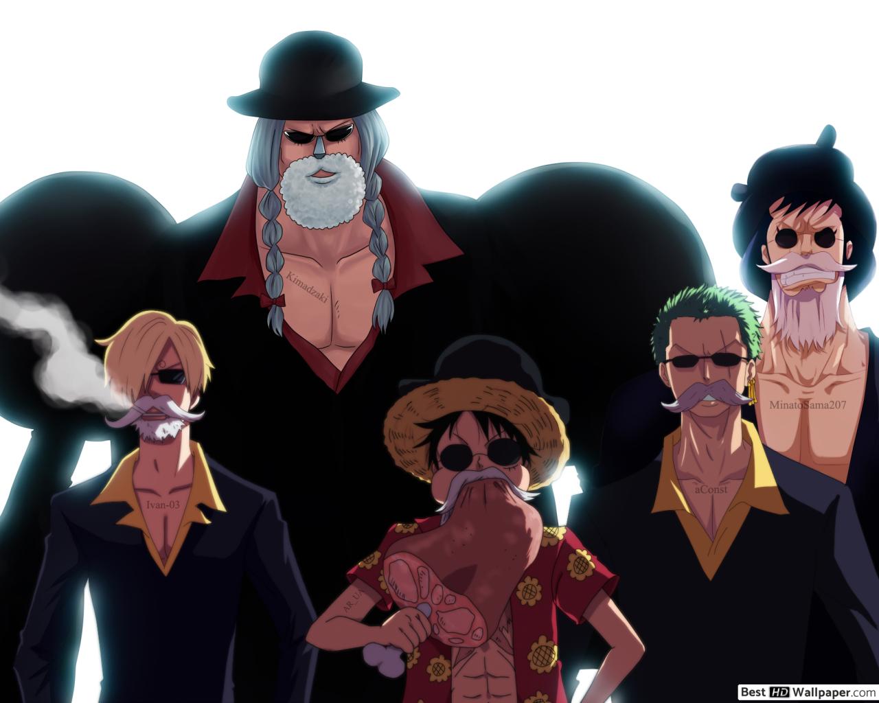 1280x1024 One Piece D. Luffy, Roronoa Zoro, Sanji, Kin'emon, Franky HD wallpaper download