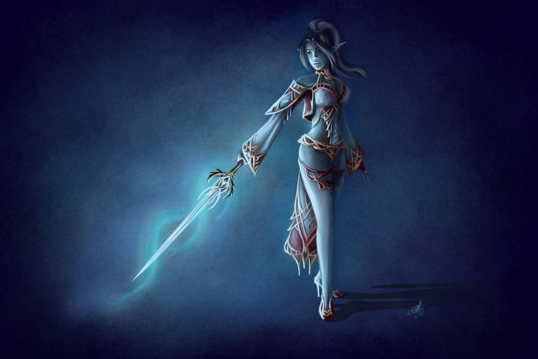 2100x1400 Lineage 2 Dark Elf Fanart