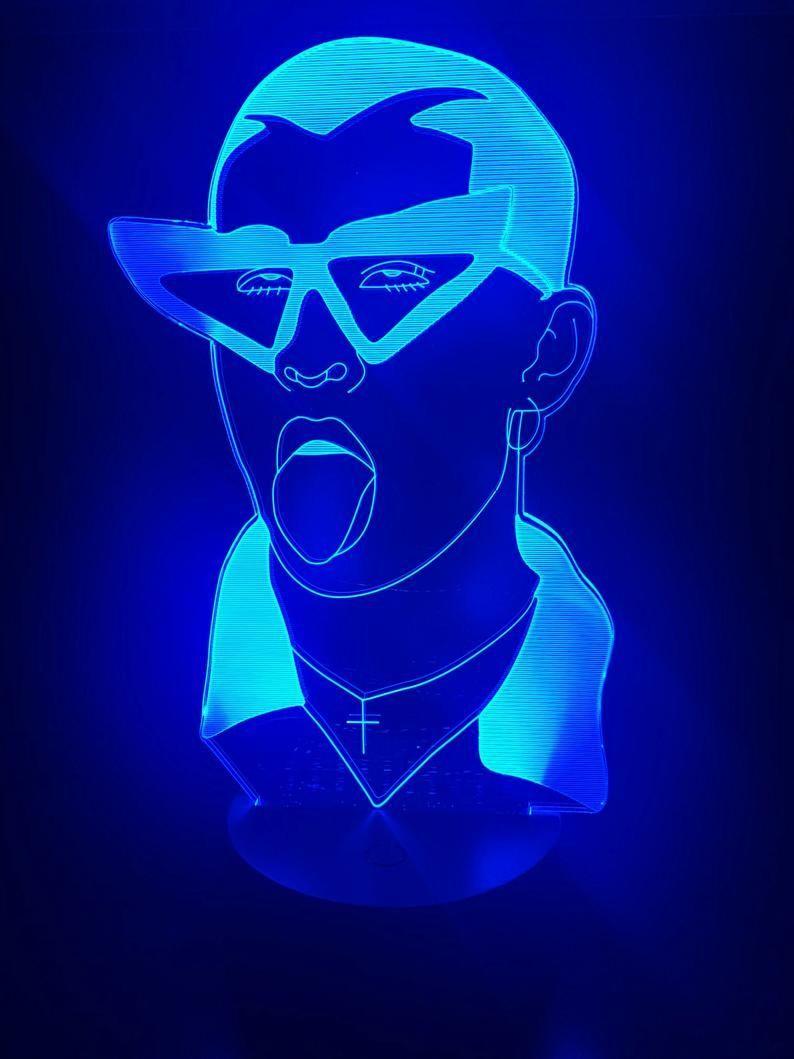 794x1059 Bad Bunny Neon Wallpaper Free HD Wallpaper