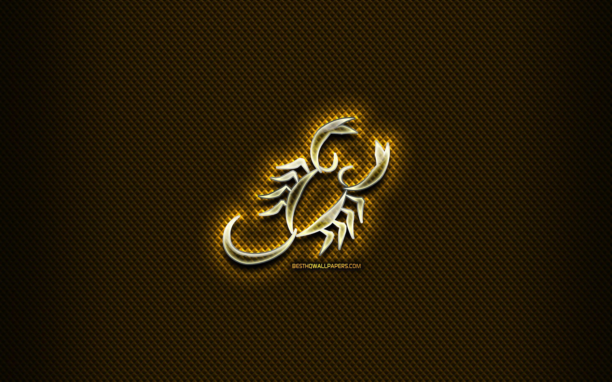 2560x1600 Download wallpaper Scorpio glass sign, yellow rhombic background, creative art, Scorpio zodiac symbol, astrology, zodiac signs, Scorpio Horoscope sign, Scorpio, astrological sign, Scorpio zodiac sign for desktop with resolution 2560x1600. High Quality