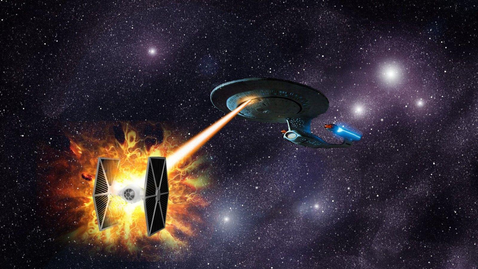 1600x900 illustration, Star Wars, galaxy, space, humor, nebula, atmosphere, TIE Fighter, Star Trek, universe, astronomy, midnight, NCC 1701 Enterprise D, star, screenshot, computer wallpaper, outer space, astronomical object High quality walls