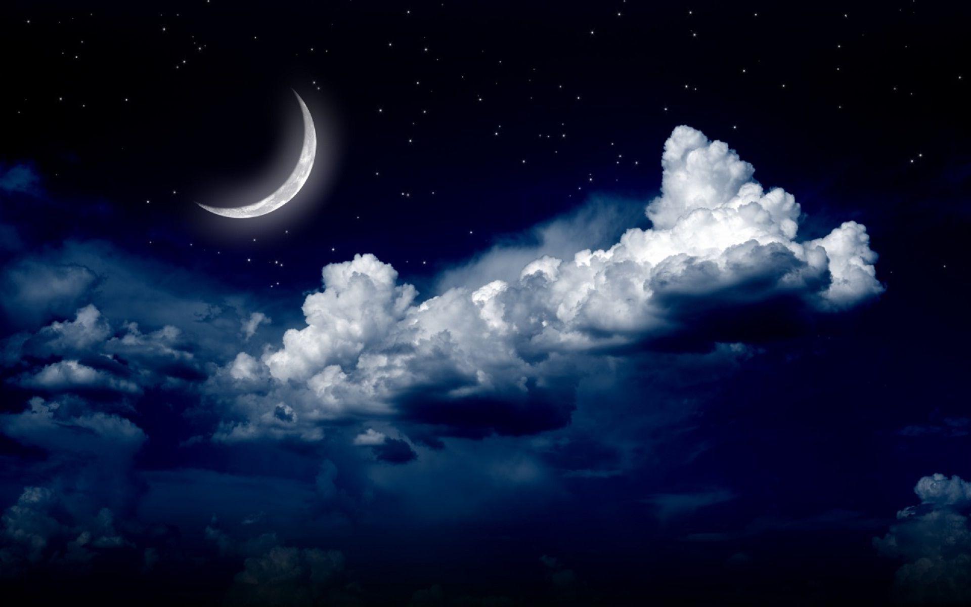 1920x1200 Fantasy Night Moon Clouds At Night Time