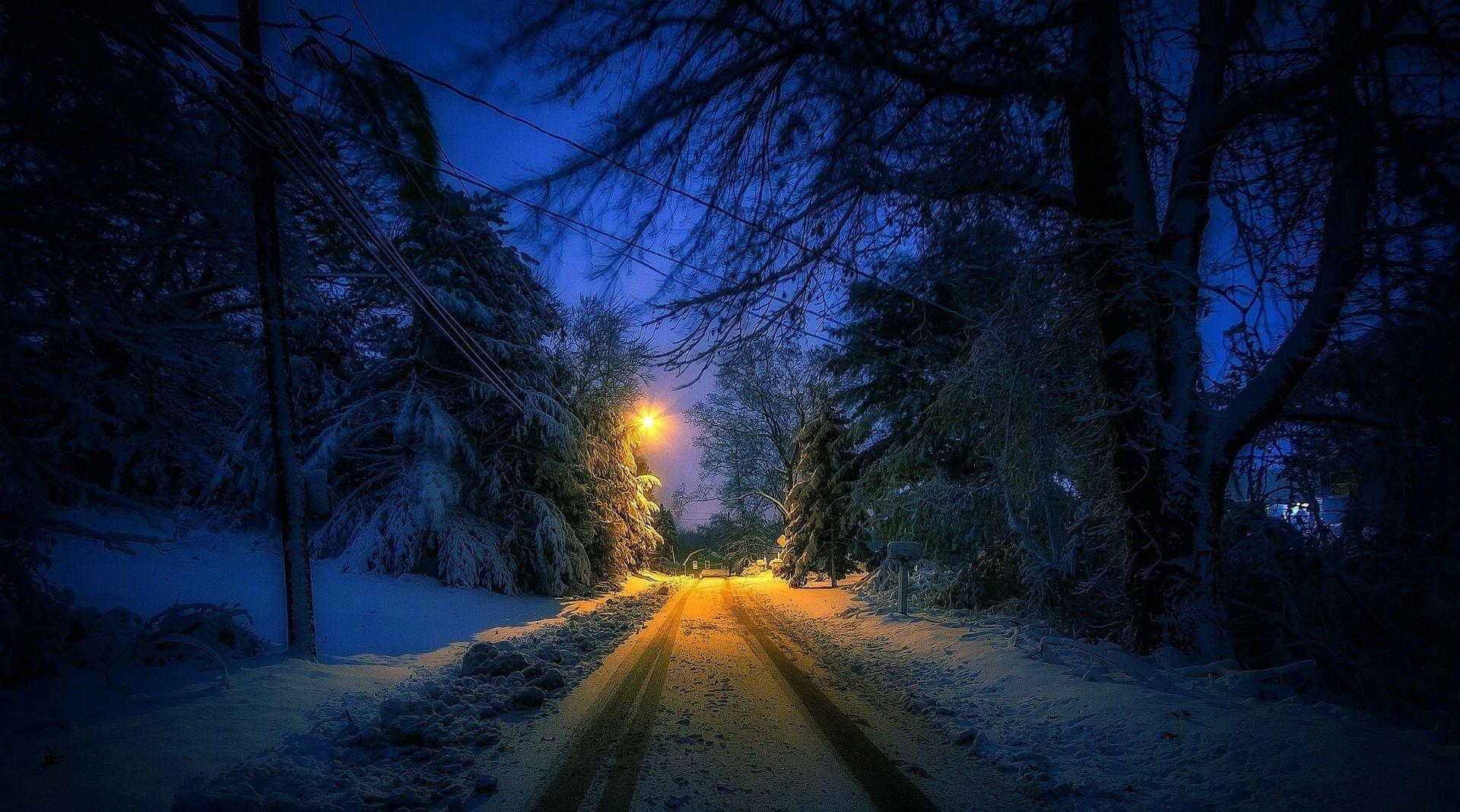 1920x1068 nature landscape winter street lantern snow trees tracks cold lights urban connecticut wallpaper