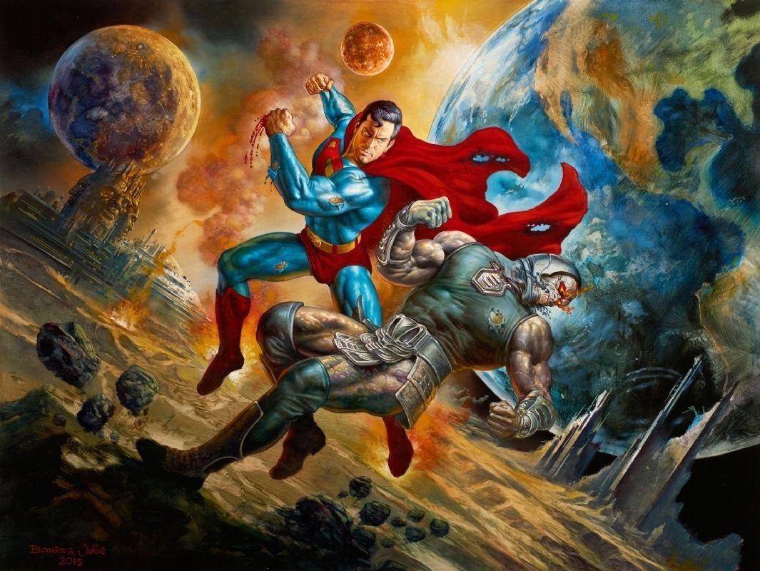 1065x800 Superman vs Darkseid by Boris Vallejo and Julie Bell [1065x800]