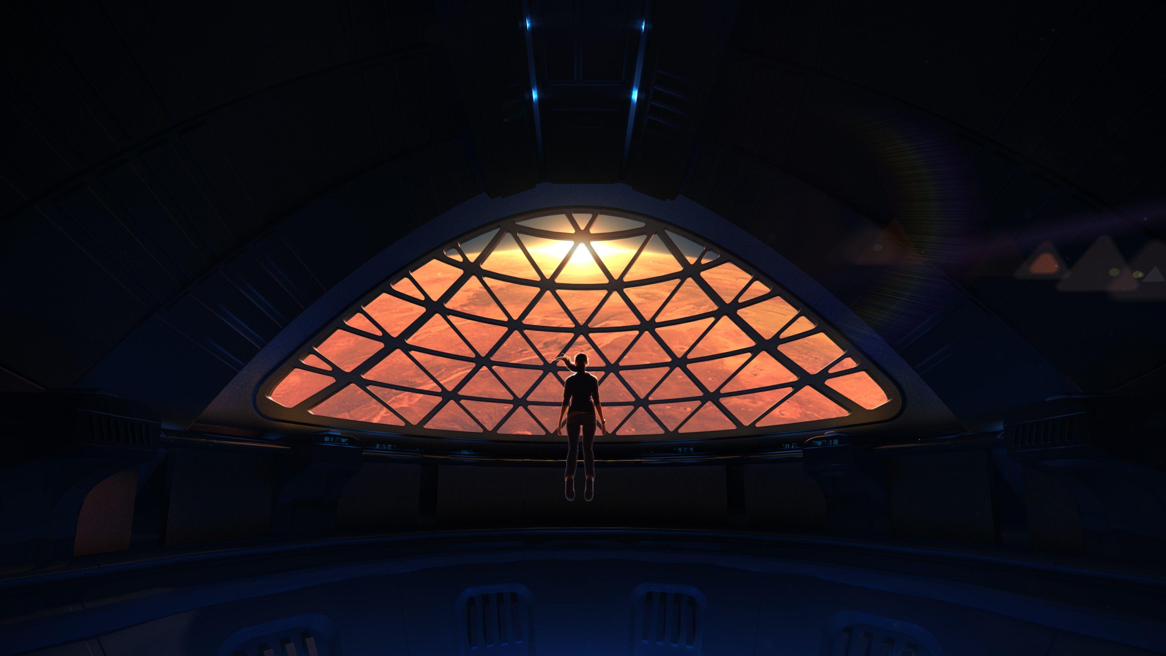 3840x2160 Wallpaper Mars, 4k, journey, girl, spaceship, Space