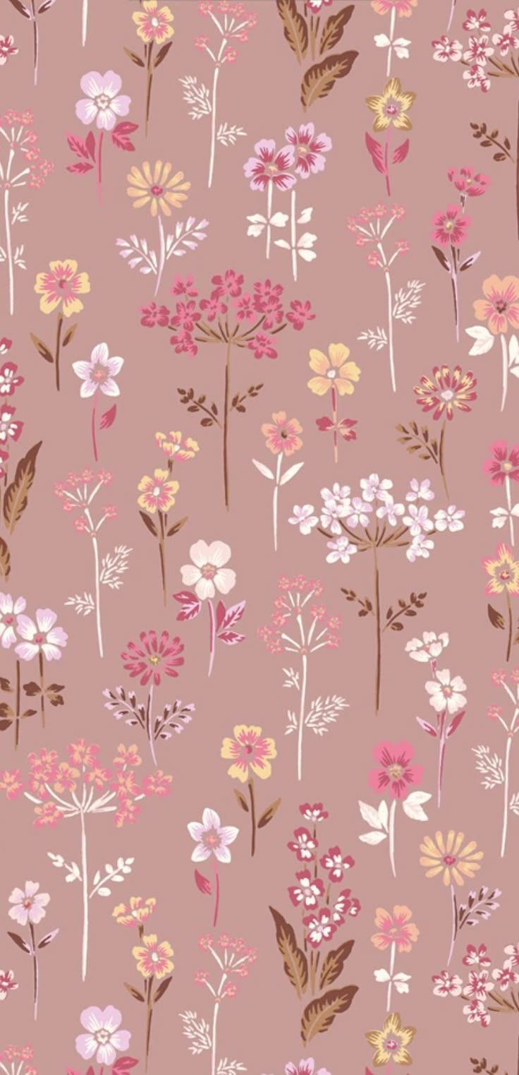 736x1523 Boho Floral Wallpaper for your Phone. Pastel flower pattern wallpaper, Pink wildflower wallpaper phone, iPhone