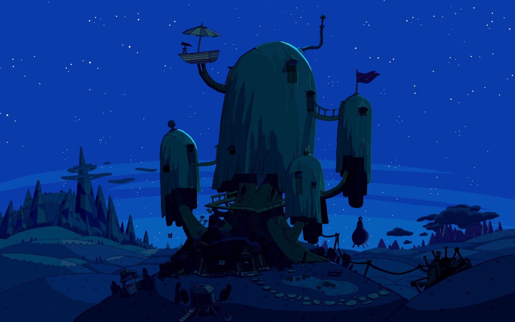 1680x1050 Adventure Time Night Wallpaper