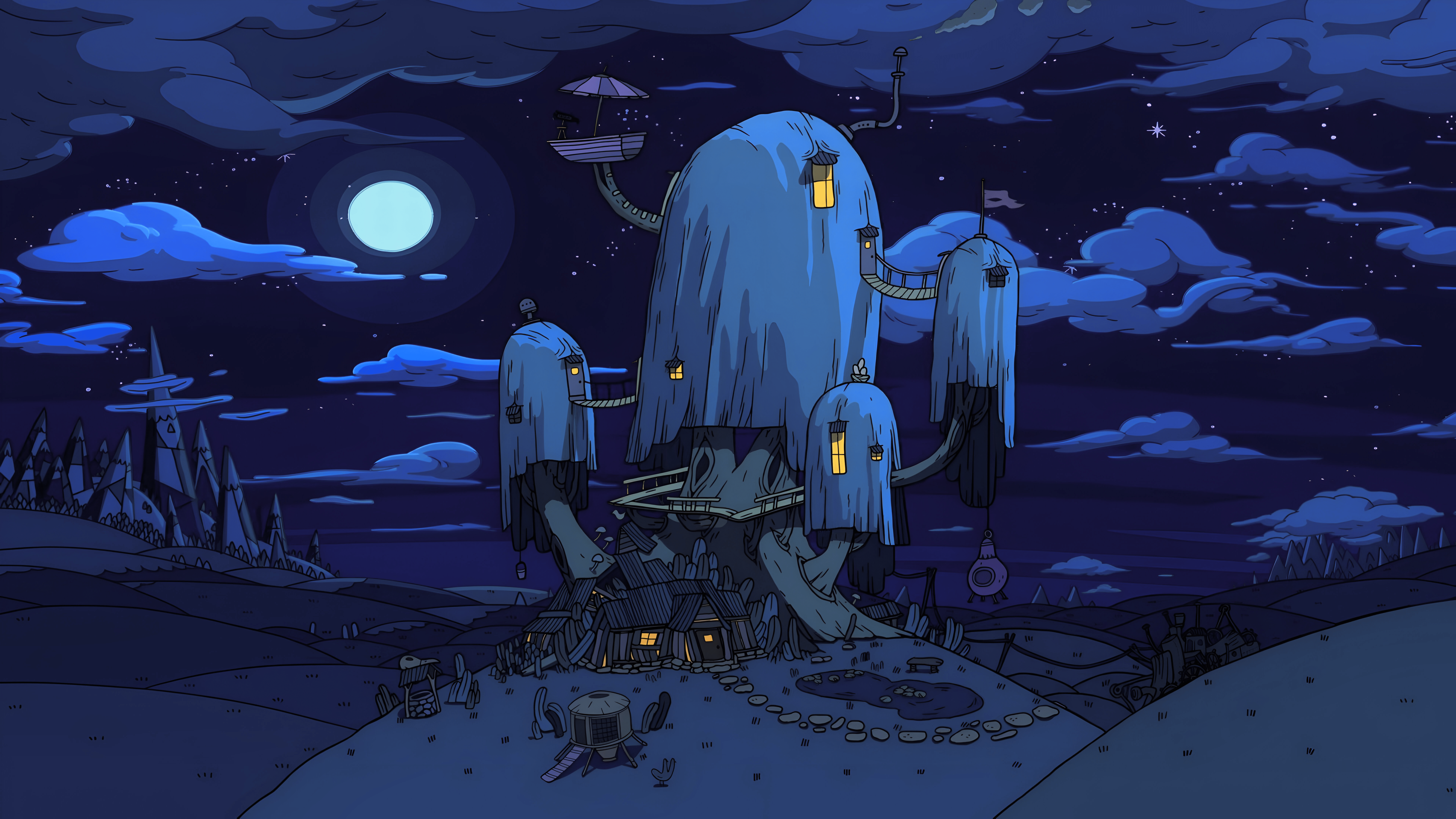 7680x4320 Adventure Time Tree House (Night)