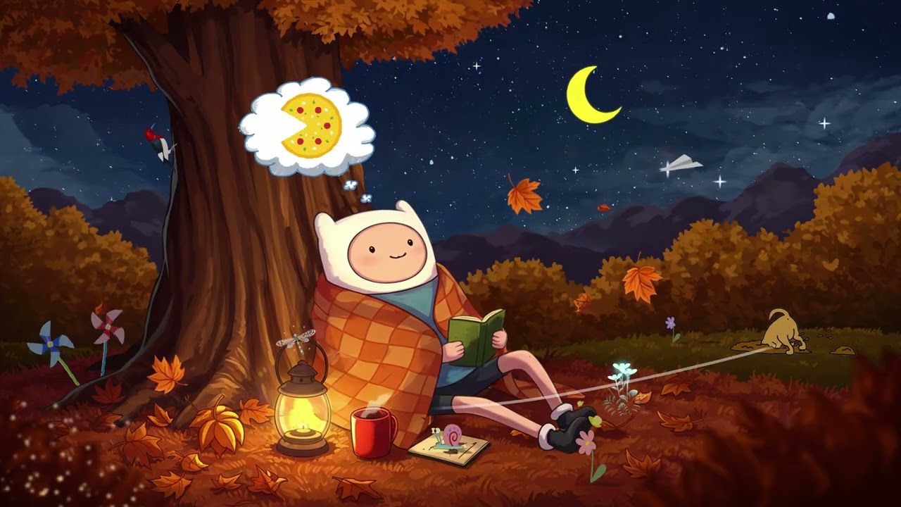 1280x720 A Cozy Autumn Night Under the Stars ✨. Adventure Time Lofi to Relax & Read to