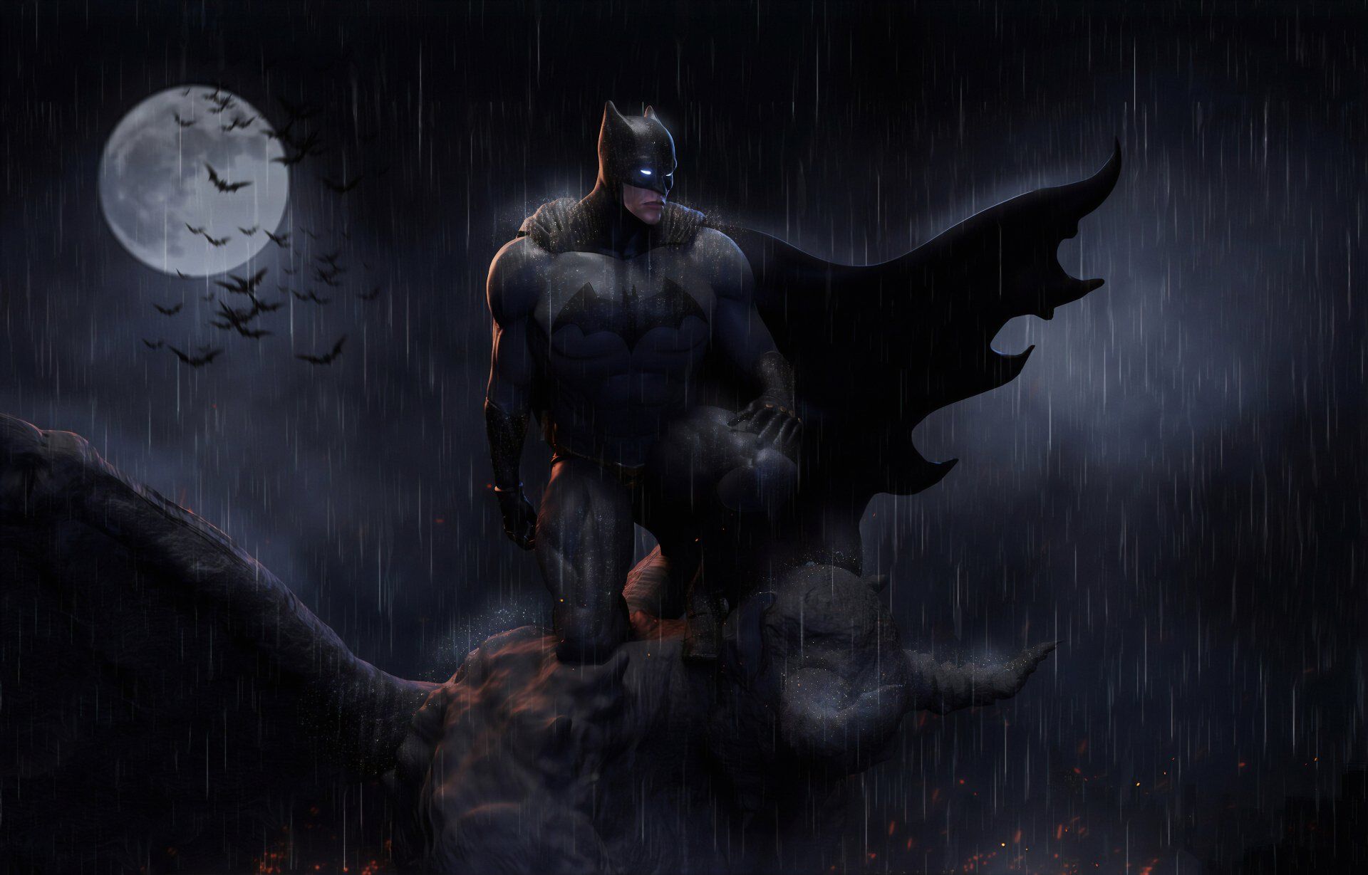 1920x1229 Download Rain Moon Night DC Comics Comic Batman 4k Ultra HD Wallpaper