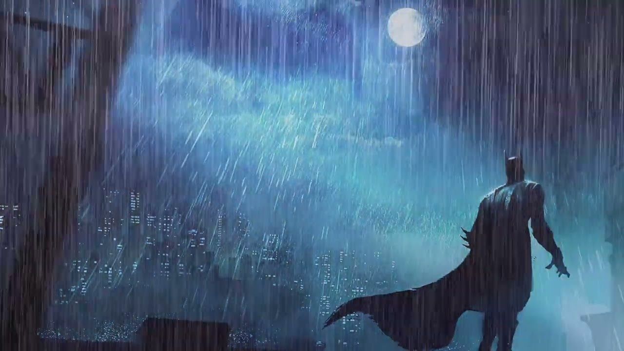 1280x720 Batman In Heavy Rain for 8 Hours Gotham City. Fall Asleep Instantly