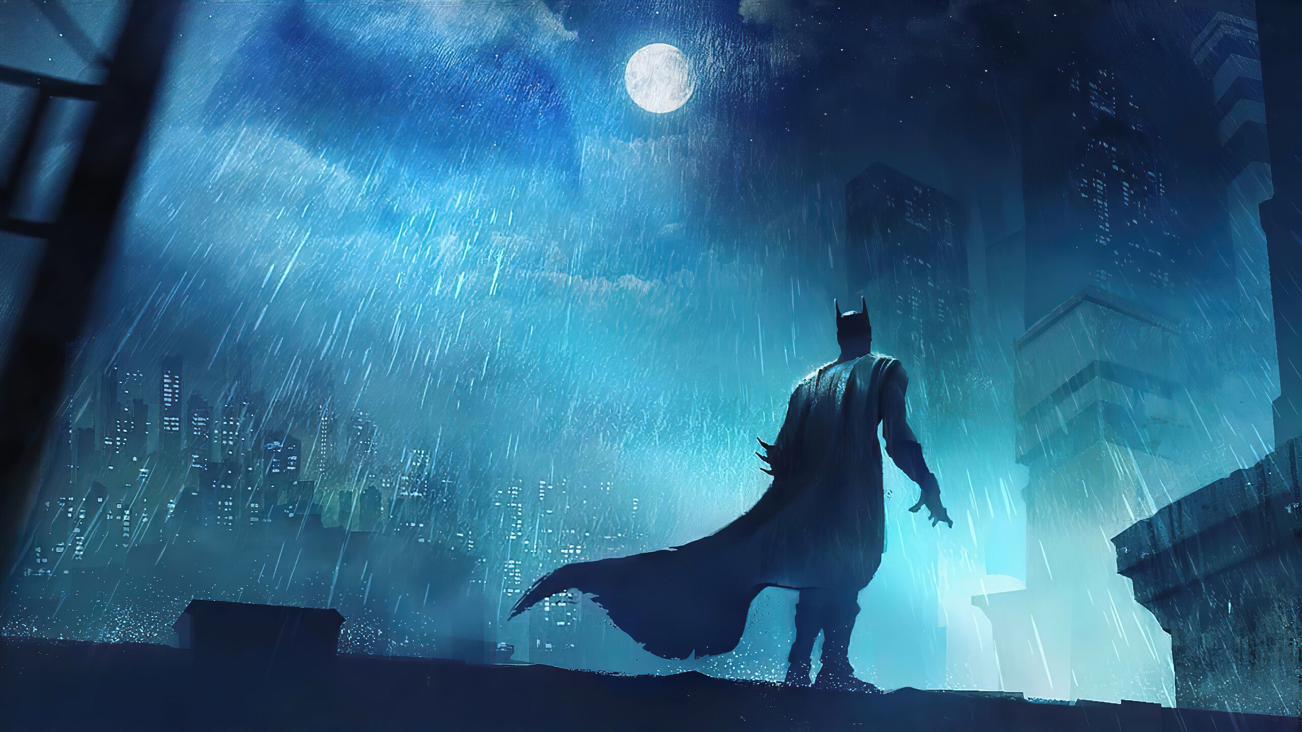 2560x1440 Batman Gotham City Raining Wallpaper 4K HD PC a