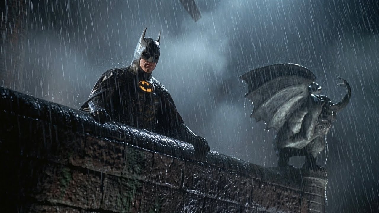 1280x720 Hours of Heavy Rain. Batman 1989 Rain Ambience With Visuals. Gotham Rain For Sleep & Relaxation