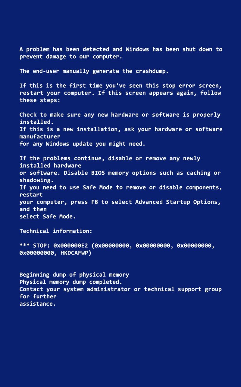 800x1280 Blue Screen of Death Wallpaper