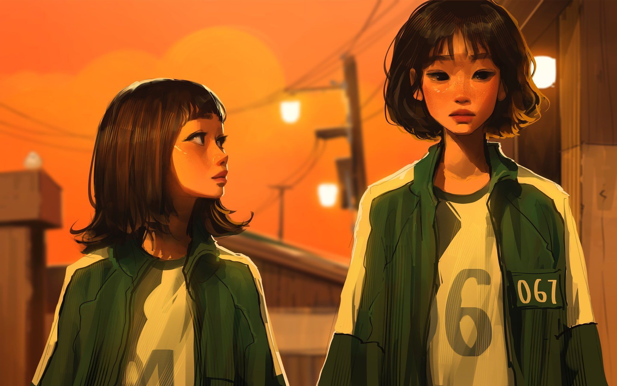 2048x1280 Wallpaper Sam Yang, Sam Young, sadness, digital art, boy and girl, friendship, lights, tears for mobile and desktop, section арт, resolution 2048x1280