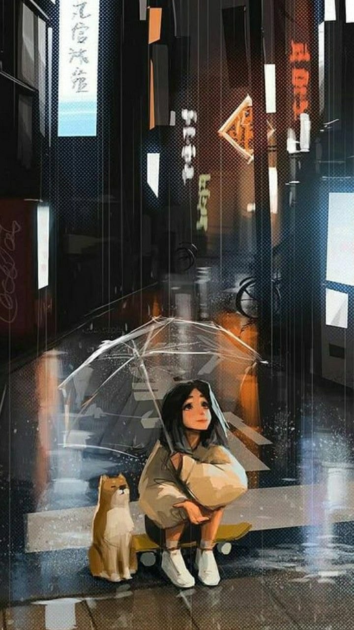 720x1280 Sam yang art. Samdoesarts style, Rain digital art wallpaper, Cute art